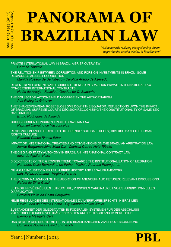 					View Vol. 1 No. 1 (2013): PANORAMA OF BRAZILIAN LAW
				