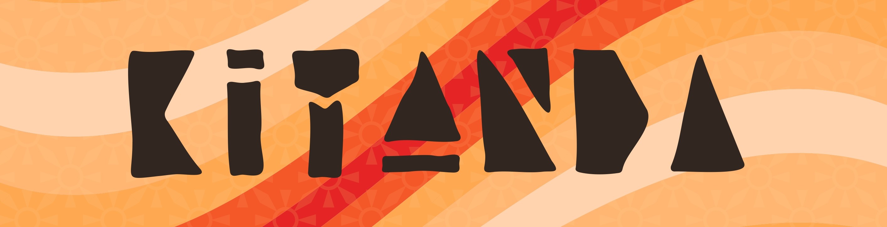 Banner horizontal da Revista KITANDA com fundo em ondas em tons de laranja e vermelho e o nome da revista em destaque.