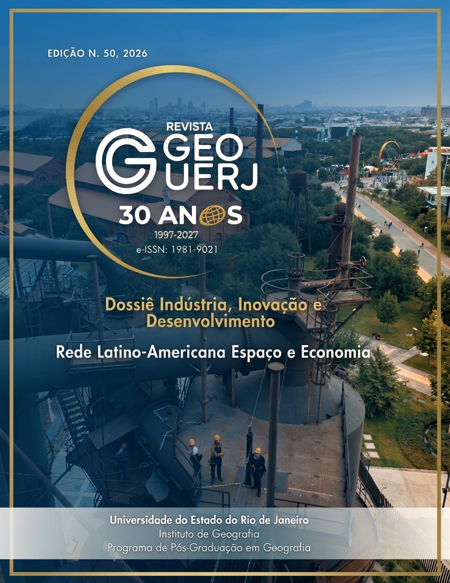 					Visualizar v. 50 (2026): julho a dezembro de 2026 - Dossiê: Indústria, Inovação e Desenvolvimento - V Colóquio Internacional Espaço e Economia
				