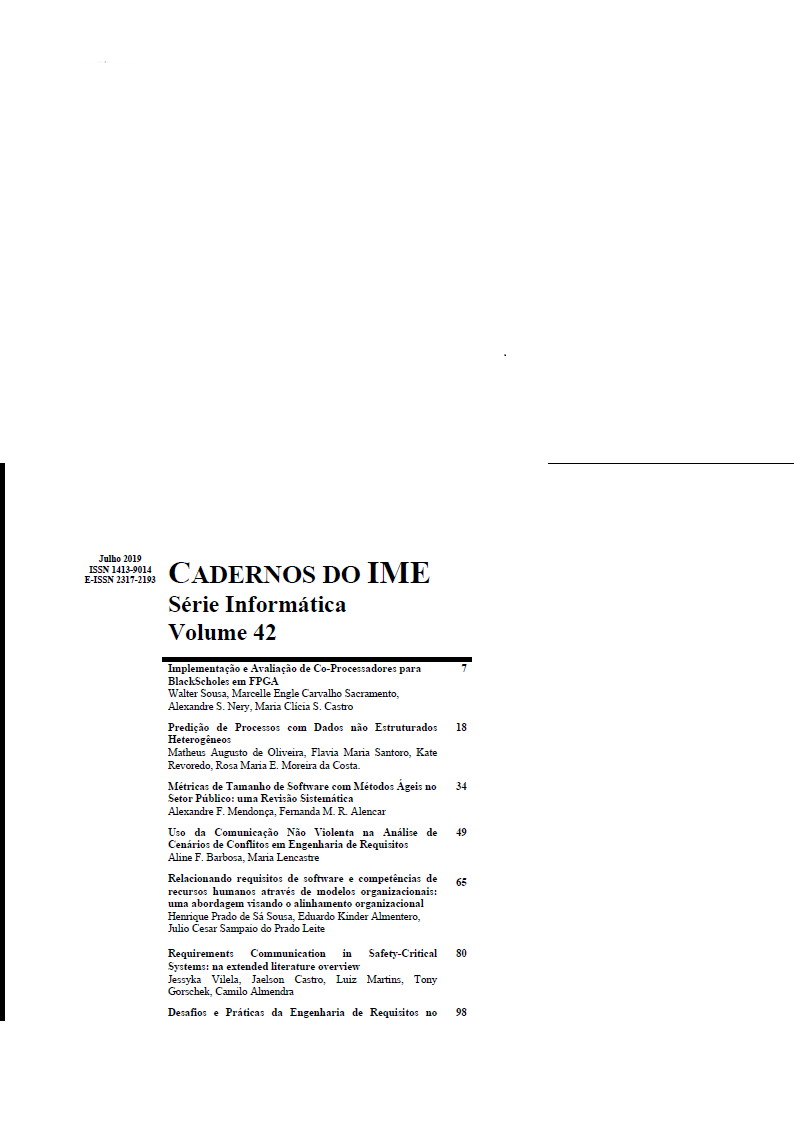 					Visualizar v. 42 (2019): CADERNOS DO IME Série Informática Volume 42
				