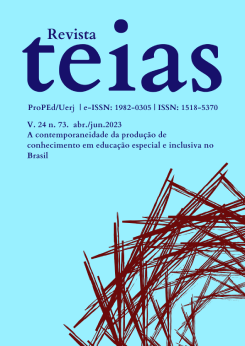 					Visualizar v. 24 n. 73 (2023): Revista Teias n 73: A contemporaneidade da produção de conhecimento em educação especial e inclusiva no Brasil
				